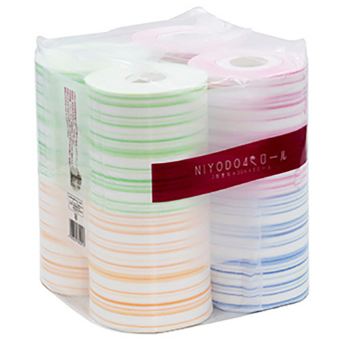 NIYODO4色ﾛｰﾙ ﾀﾞﾌﾞﾙ 30m ｽﾄﾗｲﾌﾟ柄 1ﾊﾟｯｸ(8ﾛｰﾙ)画像