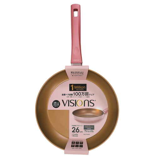 フライパン　26cm　IH対応　VISIONS　GOLD　Coating　ピンクゴールド 美しいピンクゴールドの表面が光沢を放つフライパンの上面
