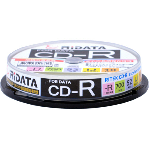 ﾃﾞｰﾀ用CD-R 700MB 1-52倍速 ﾎﾜｲﾄﾜｲﾄﾞﾌﾟﾘﾝﾀﾌﾞﾙ ｽﾋﾟﾝﾄﾞﾙｹｰｽ 1ﾊﾟｯｸ(10枚)