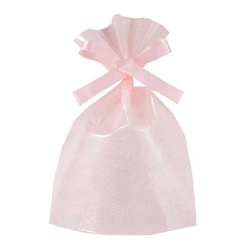 ソフトバッグクリア 2穴リボン巾着 S1 ライトピンク画像