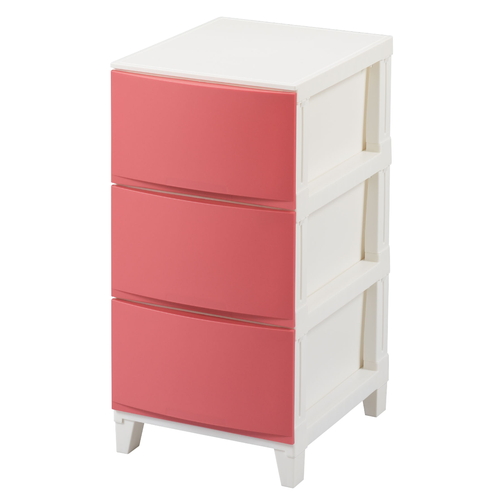 チェスト 3段 幅34×奥行42×高さ68cm ルームスシェード サンドピンク画像