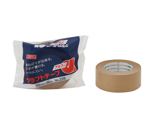 クラフトテープ　NO226　アルファ　クリーム　50ミリ クリーム色のテープが丸巻きで見える状態