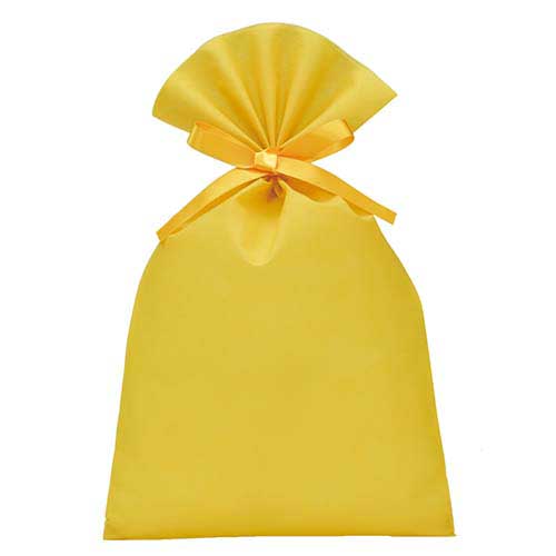 ソフトバッグベーシック2穴リボン巾着 S5 薄 イエロー画像