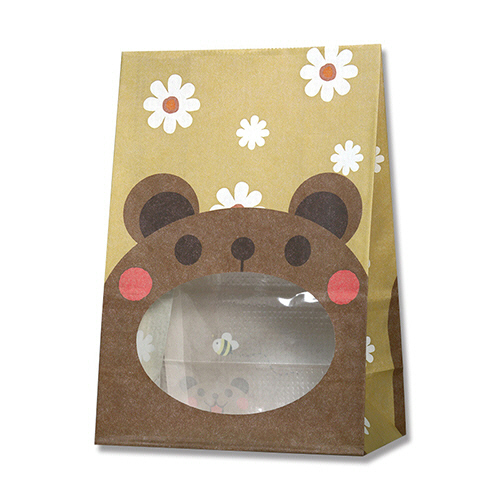 紙袋 窓付袋(内側ﾗﾐﾈｰﾄ) ﾊﾟｯｸﾝﾊﾞｯｸﾞ S1F ｸﾏ 1ｾｯﾄ(2000枚:50枚×40ﾊﾟｯｸ)画像