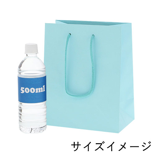 マットな塗工タイプで水色の手提げ紙袋