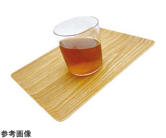 木製トレー ノンスリップ Sサイズ 淡い木目のトレーが正面から見える状態、底面に滑り止めが施されている。