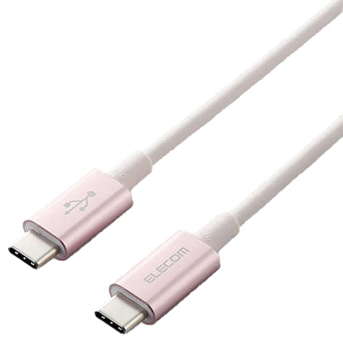 USB2.0ケーブル(C-C、PD対応、耐久仕様)　ピンク　1.0m　RoHS指令準拠(10物質)　1本