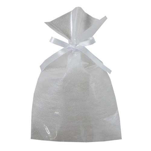 ソフトバッグクリア 2穴リボン巾着 S3 白画像