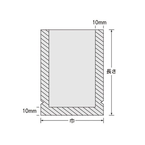 真空袋 ナイロンポリ Kタイプ No.10 (17-28) 福助工業 透明な袋が平置きされた状態で、表面に光沢が見える。