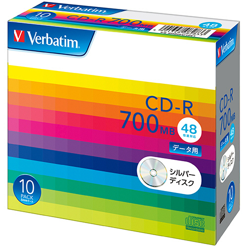 ﾃﾞｰﾀ用CD-R 700MB 48倍速 5mmｽﾘﾑｹｰｽ ｼﾙﾊﾞｰﾃﾞｨｽｸ 1ﾊﾟｯｸ(10枚)画像