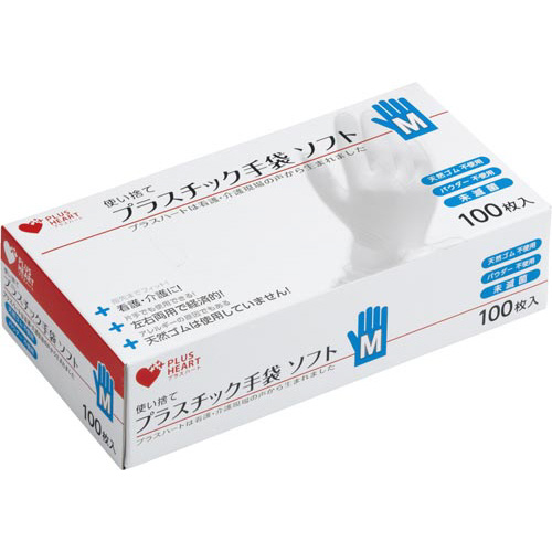 プラスチック手袋　ソフトＰＦ　Ｍ　１００枚入×３画像