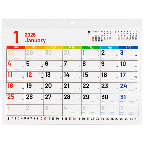 壁掛けｶﾚﾝﾀﾞｰ 文字月表SC(ｾﾌﾞﾝｶﾗｰ)/A3横 2026年版 1冊画像