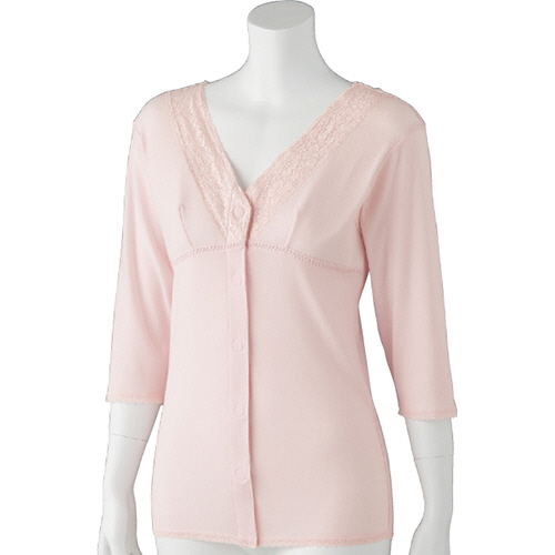 ｿﾌﾄｶｯﾌﾟ付ﾜﾝﾀｯﾁ7分袖ｼｬﾂ 婦人用 ﾋﾟﾝｸ Mｻｲｽﾞ 1着画像