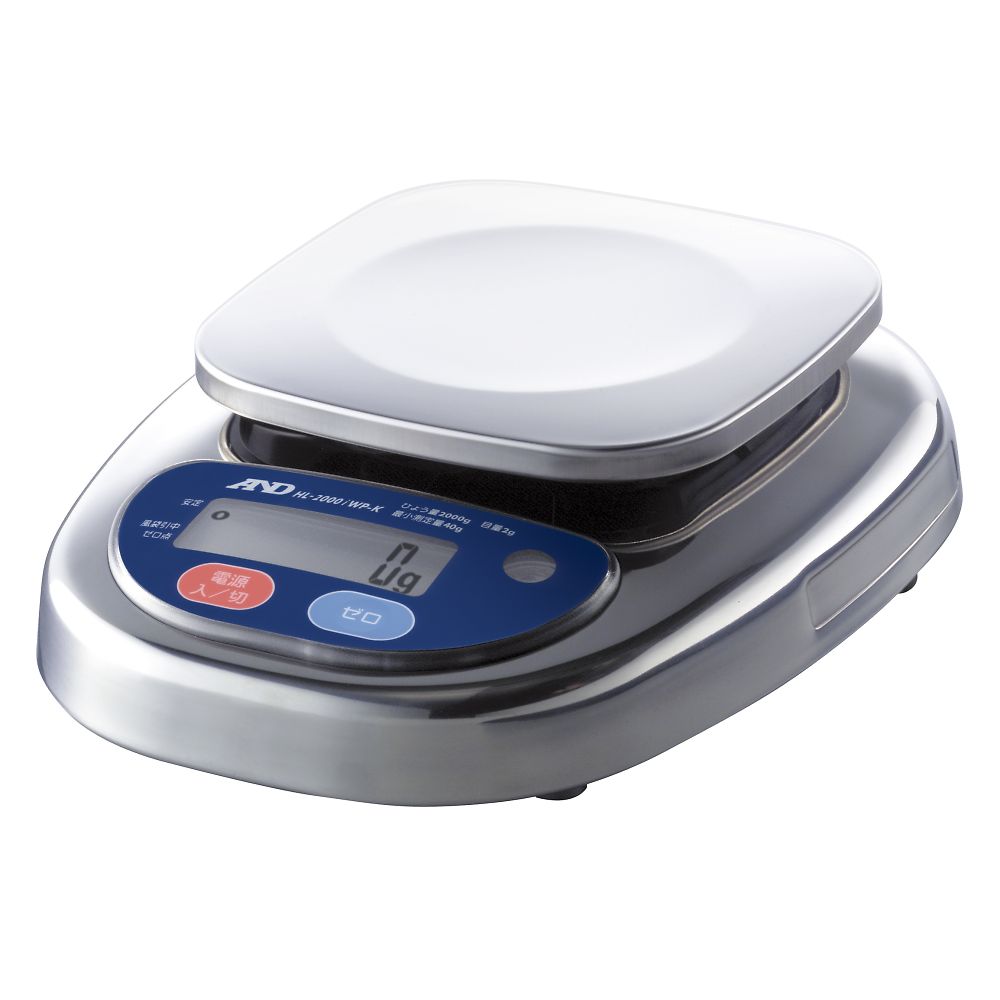 検定付きはかり 防塵・防水コンパクトスケール HL-iWP-Kシリーズ  ひょう量:2000g 最小表示:2g画像