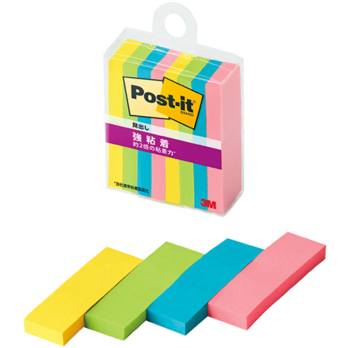 ﾎﾟｽﾄ･ｲｯﾄ 強粘着見出し ﾏﾙﾁｶﾗｰ8 50×15mm 4色 1ｾｯﾄ(80冊:8冊×10ﾊﾟｯｸ)画像