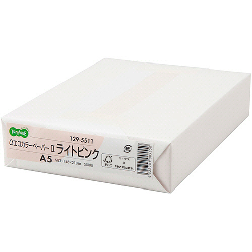 αｴｺｶﾗｰﾍﾟｰﾊﾟｰII A5 ﾗｲﾄﾋﾟﾝｸ 1冊(500枚)