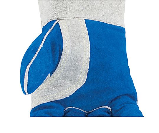 [XL] 手袋(溶接用･牛革) 手のひらが見える角度で、しっかりとした革の質感が強調されている状態