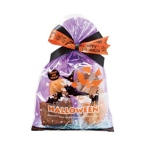 ギフト資材 HWA-R1 アメリカンハロウィンプリントサテンリボン-1(1巻) ヘッズ ハロウィン風の柄が施されたリボンの全体像