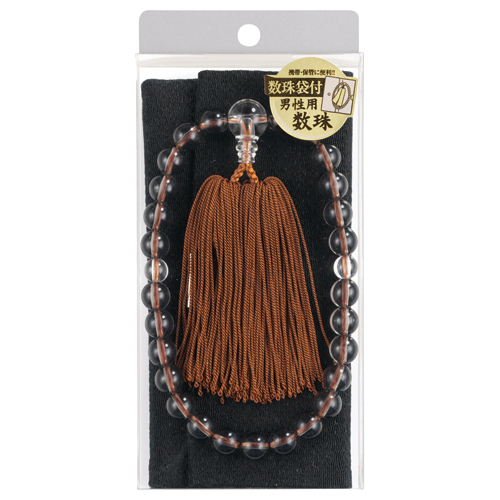 数珠ｾｯﾄ 男性用 茶水晶風 保存袋付 1ｾｯﾄ画像