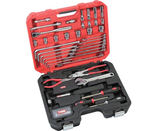 整備用工具セット コンビネーションツールセット レッド/ブラック 63点セット画像