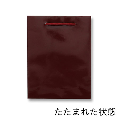 ツヤありPP加工！エンジ色で持ち手紐付きの高級ギフトバッグ