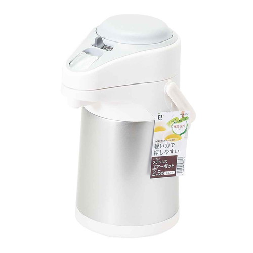 エアーポット ステンレスポット 軽い力で押しやすい 2.5L シルバー画像