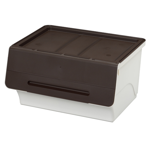 収納ボックス 前開き フロックワイド30 深型 幅57×奥行46×高さ31cm 4段階ストッパー Nブラウン画像