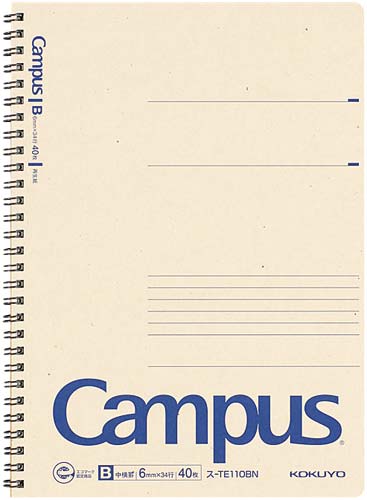キャンパス再生紙ツインリングセミＢ５罫Ｂ罫×５画像