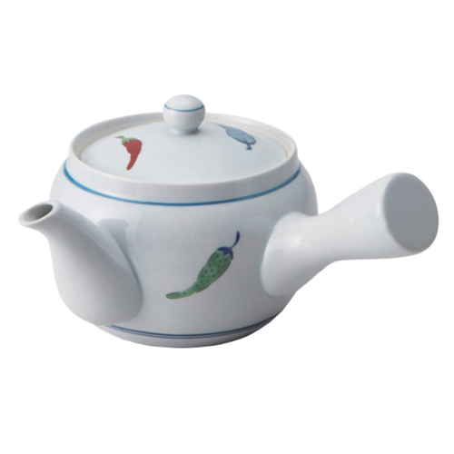 急須 370ml 赤絵唐辛子 茶こし付き ティーポット 陶器製画像