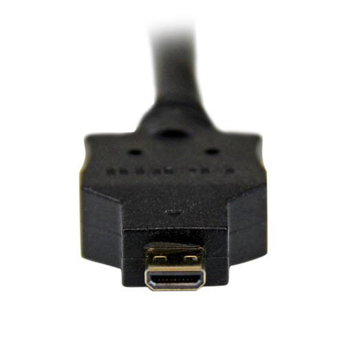 マイクロHDMI-DVI変換ケーブル　1m　ブラック　1本 ケーブルが水平に伸び、端子部分がしっかりと見える状態
