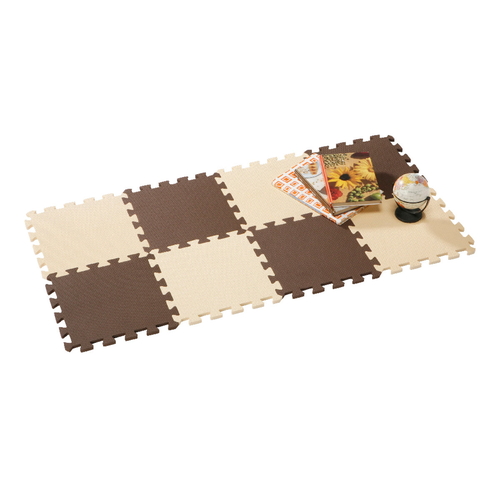 パズルマット　やわらかジョイントカラーマット　8枚組　ジョイントマット　チョコレート画像