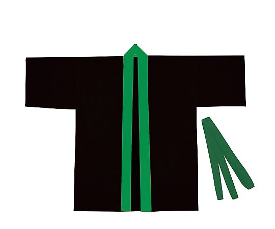 カラー不織布ハッピ　子供用　S　黒（緑襟）画像