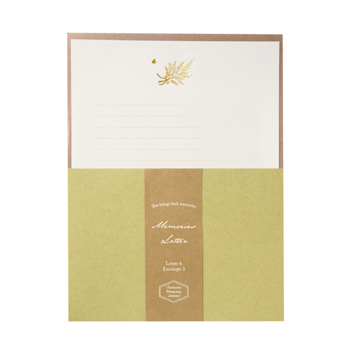 レターセット ミモザと蝶（便箋6枚、封筒3枚入）画像