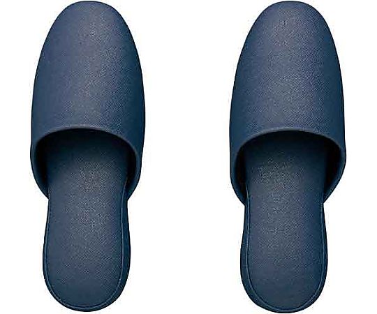 抗菌レザー調ビニールスリッパ ネイビー L画像