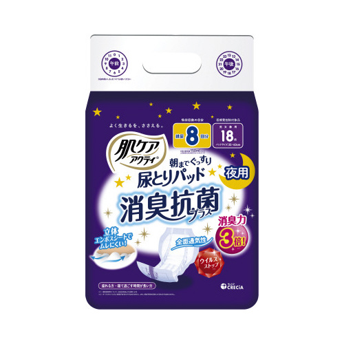 肌ケアアクティ朝までぐっすり尿とりパッド１８枚×６画像