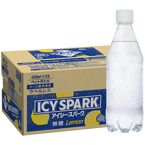 ICY SPARK from ｶﾅﾀﾞﾄﾞﾗｲ ﾚﾓﾝ ﾗﾍﾞﾙﾚｽ 430ml ﾍﾟｯﾄﾎﾞﾄﾙ 1ｹｰｽ(24本)画像
