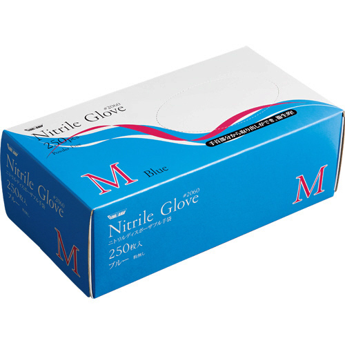 ﾆﾄﾘﾙ 使いきり手袋 粉なし M ﾌﾞﾙｰ 1箱(250枚)