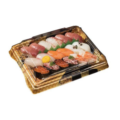 バイオPET 魅せ盛桶 18-OC [バラ販売] 透明なバケツに盛り付けられた色とりどりの食材が見える状態