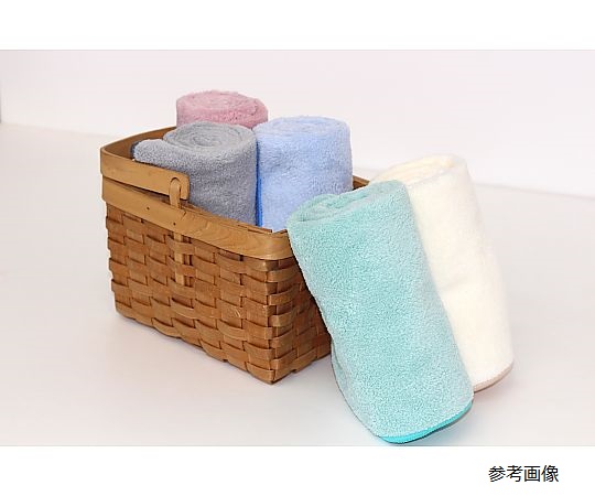 マイクロファイバーフェイスタオル2P MF シェリーカラー 34×80cm BLUE 1セット（2枚×10袋入） タオルが折りたたまれ、優しい色合いのパッケージに収められている様子