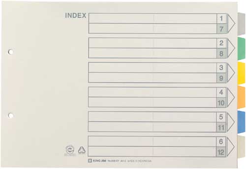 カラーインデックス　Ａ４横　６山　１０組画像
