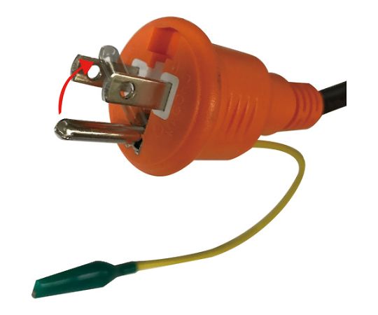 LED投光器　DELKURO　50W　5m　アース付　2芯3芯両用タイプ 黒い投光器が正面から見える状態、電源コードが左側に伸びている。