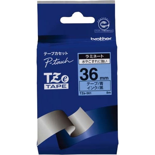 ピータッチ　ラミネート青色テープ36mm　黒文字