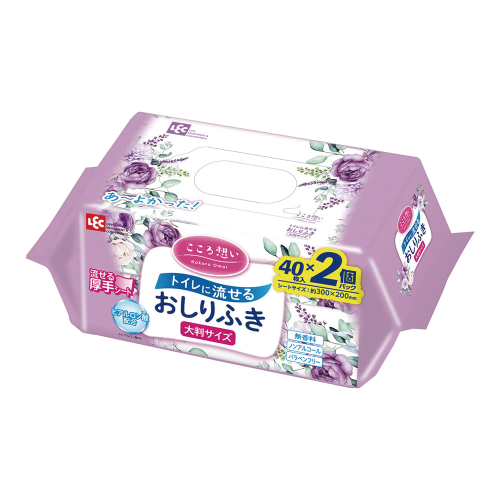 こころ想い 流せるおしりふき 大判40枚×2P画像