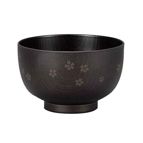 汁椀 木目 桜 400ml 大きめ 食器 ブラック画像