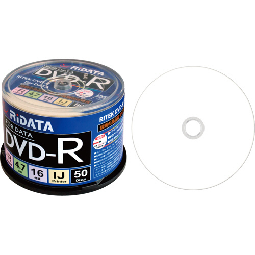 ﾃﾞｰﾀ用DVD-R 4.7GB 1-16倍速 ﾎﾜｲﾄﾜｲﾄﾞﾌﾟﾘﾝﾀﾌﾞﾙ ｽﾋﾟﾝﾄﾞﾙｹｰｽ 1ﾊﾟｯｸ(50枚)画像