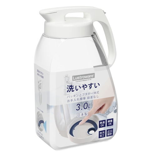 ピッチャー 3L シームレス パッキン一体型 ワンタッチ ラストロ 耐熱 横置き プラスチック画像