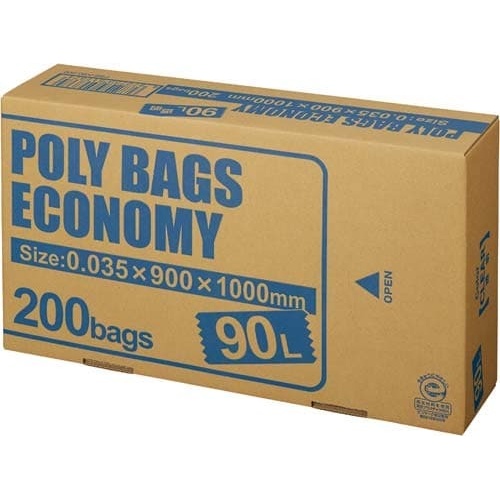 ポリバツグエコノミーＢＯＸ　低　９０Ｌ透明２００枚画像