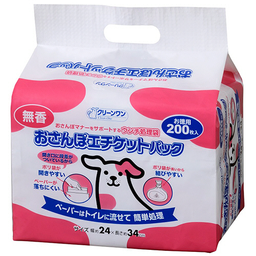 ｸﾘｰﾝﾜﾝ おさんぽｴﾁｹｯﾄﾊﾟｯｸ 無香 1ﾊﾟｯｸ(200枚)