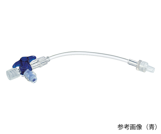 ディスコフィックスC バルブ付 （ニードルレスバルブ付三方活栓） 青3バー360° 延長チューブ100mm 1箱（50個入）画像