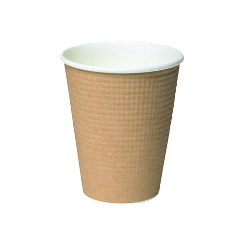断熱 エンボス 紙コップ 茶ムジ 8オンス・260ml画像